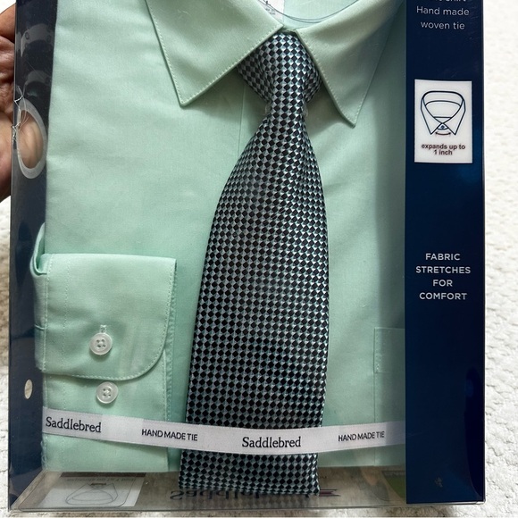 Saddlebred Easy Care Dress Shirt with Tie Men’s Size L - Picture 3 of 5